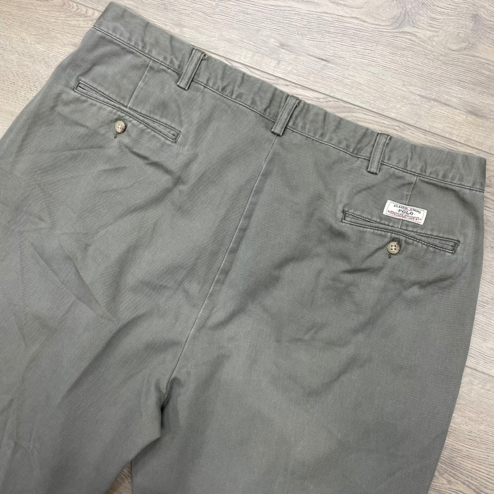 Polo Ralph Lauren Andrew Pant Mens 40/30 Gray Pleated Classic Chino Cotton